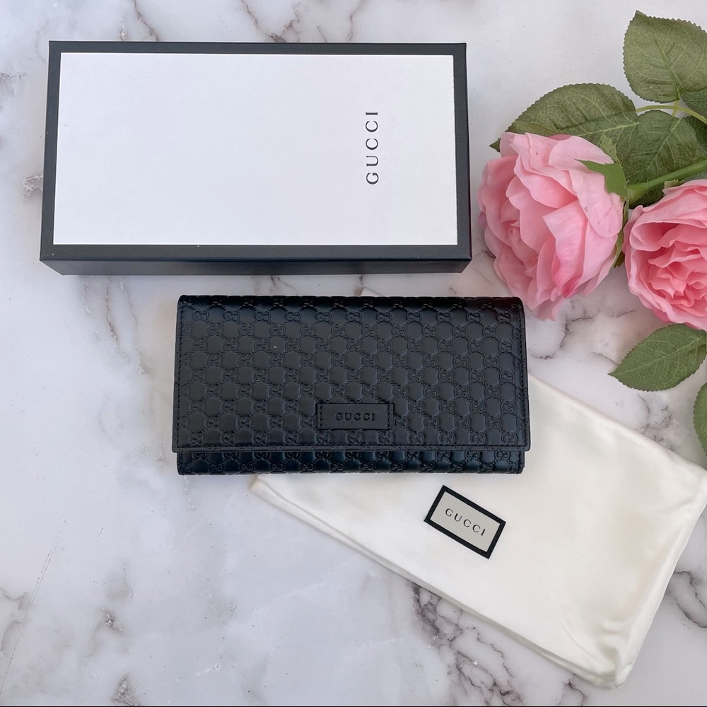 🆕 NWOT Authentic Gucci Black Continental Microguccissima Wallet